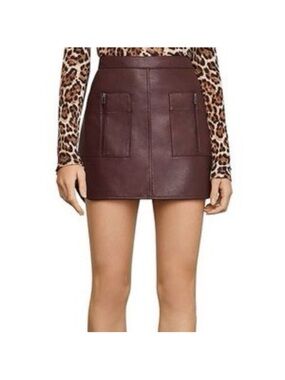 BCBGMaxAzria Burgundy  Faux Leather Skirt